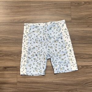 T.J.Maxx Light Blue & White Floral Bike Shorts